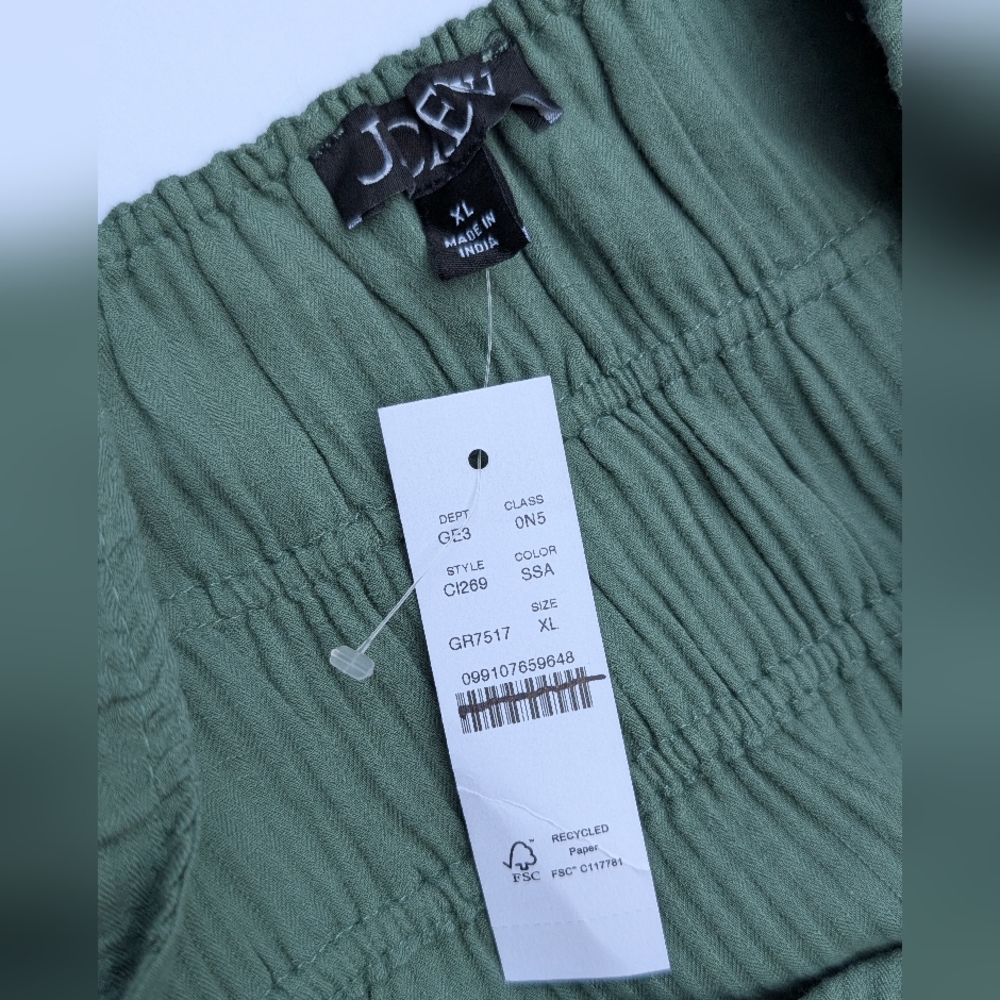 NWT J. Crew Airy gauze tiered maxi dress Sage Green Size XL 100% Cotton - Picture 5 of 8